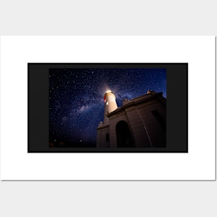 Milky Way over lighthouse Posters and Art